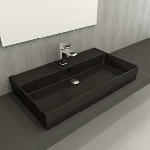 Vasque à poser 100,4 x 46,5 cm - noir mat - sans trop-plein - Infinitio SAT