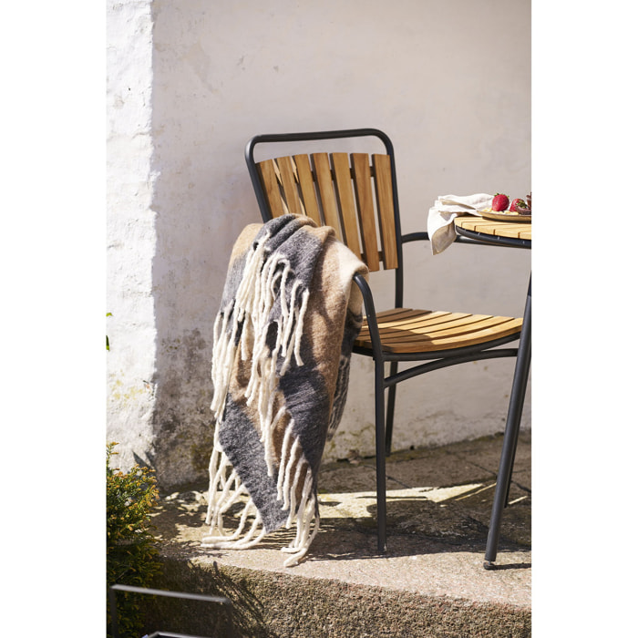 Plaid Carmel in misto lana nero e marrone 130x170 cm