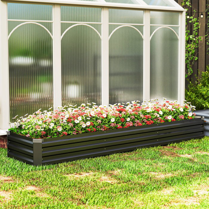 Jardinera Exterior Grande Rectangular de Acero Galvanizado, Huerto Urbano para Cultivar Plantas Hierba, Macetero Grande Exterior con Base Abierta Resistente a la Intemperie 240x60x30 cm Gris