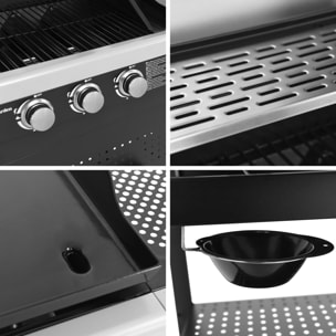 Barbecue duo au gaz VESUVIO - 3 brûleurs + plancha 3 brûleurs