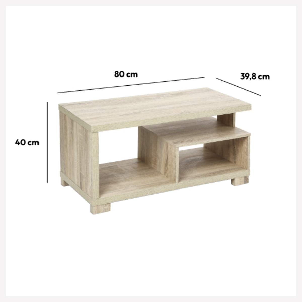 Table basse 2 niveaux Effet bois naturel Bivoak