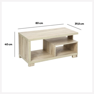 Table basse 2 niveaux Effet bois naturel Bivoak