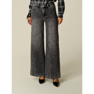 Oltre - Jeans wide leg in denim stone washed - Grigio