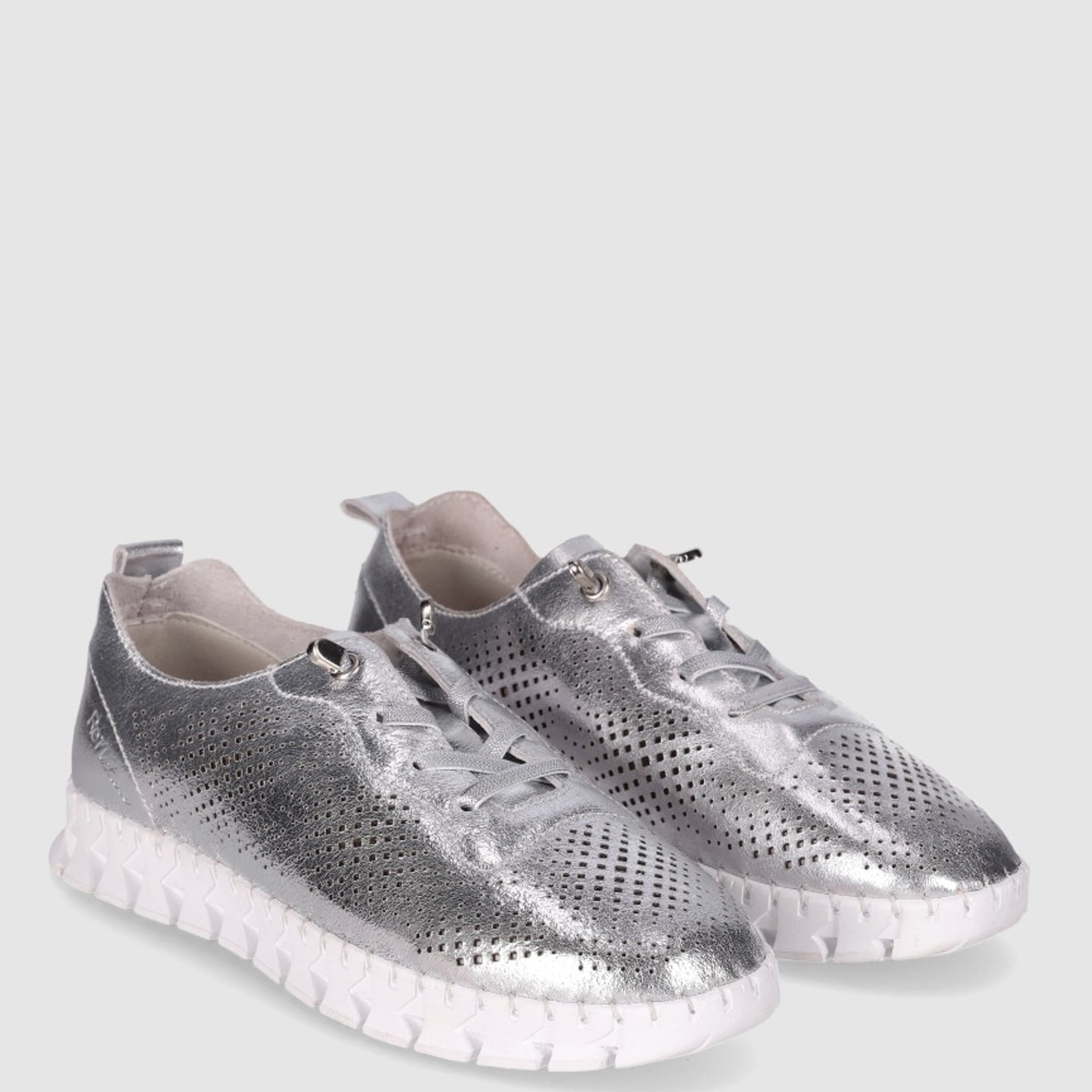 Zapatos de Piel - Plata - Tacón: Bajo
