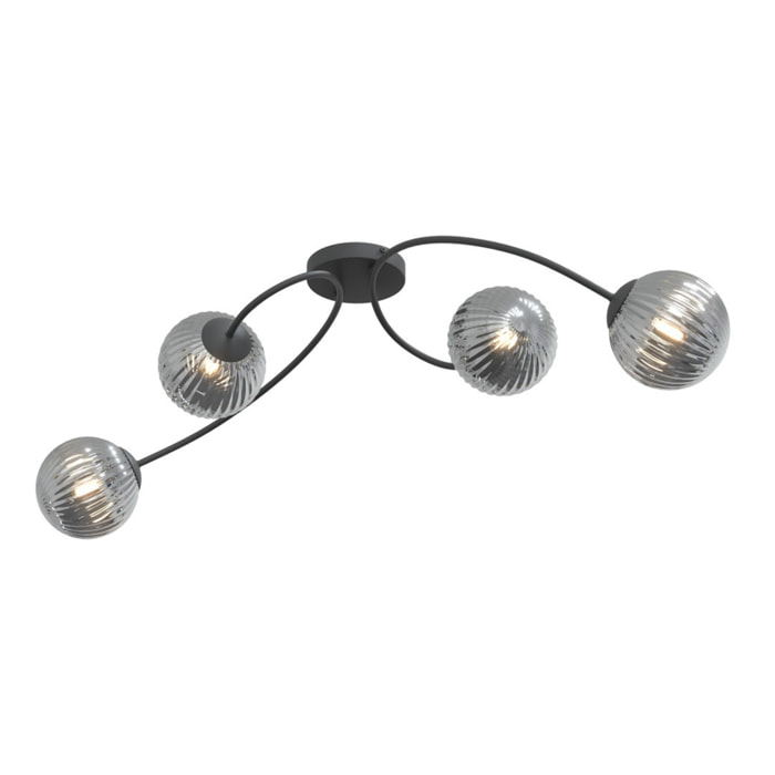 Lampada a sospensione Vibra in acciaio nero grafite e vetro