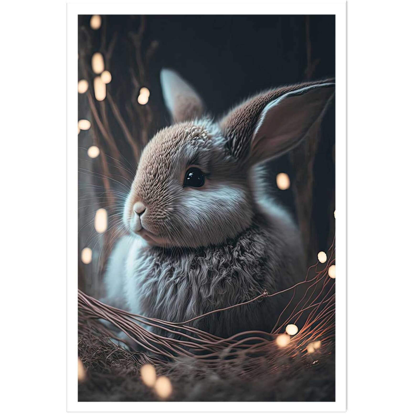 Affiche enfant lapin dans le nid  Affiche seule