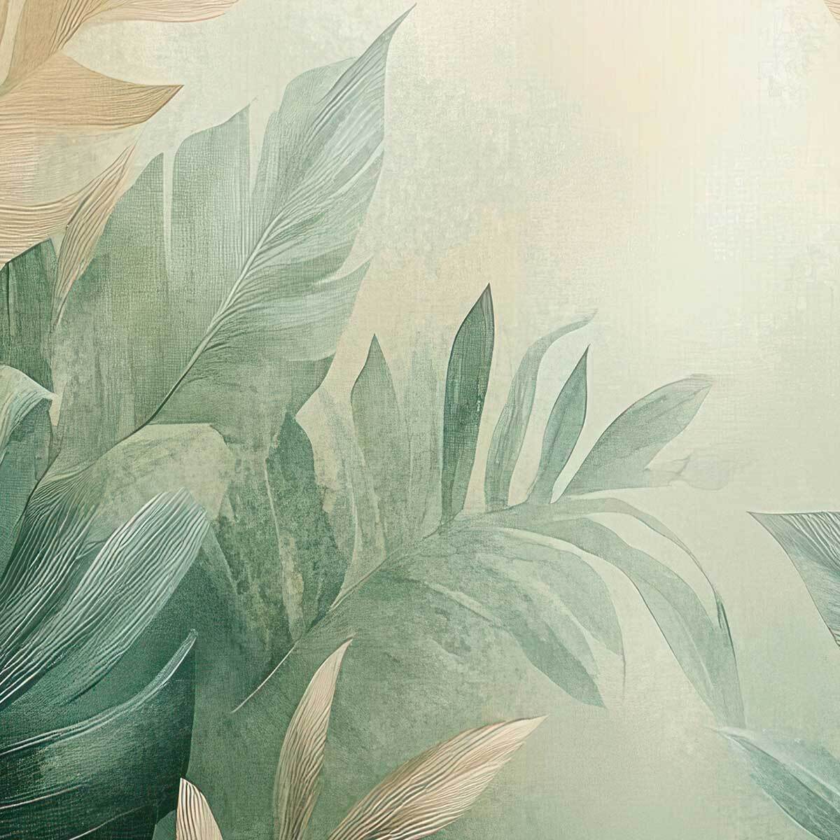 Affiche encadrée  Paysage naturel abstrait aux tons verts Affiche + cadre en métal - Noir