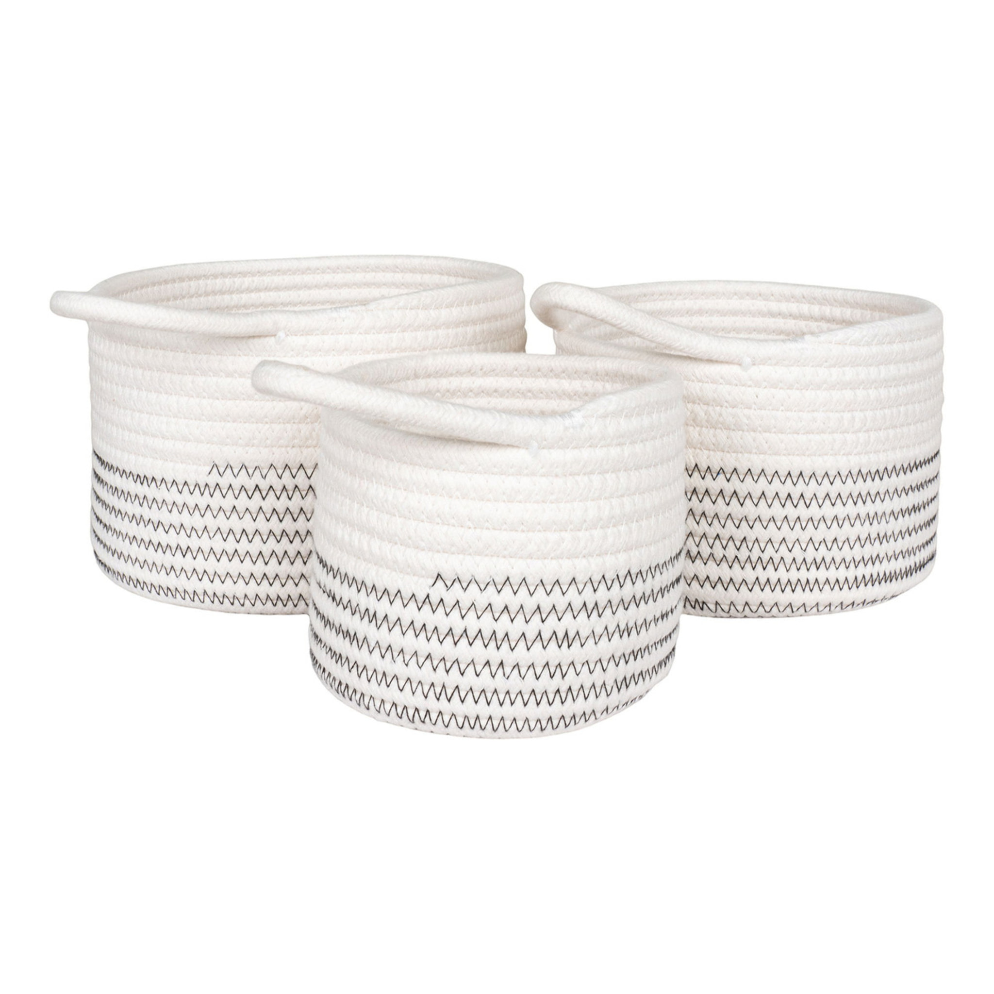 Set 3 cestini Algar in cotone bianco/grigio