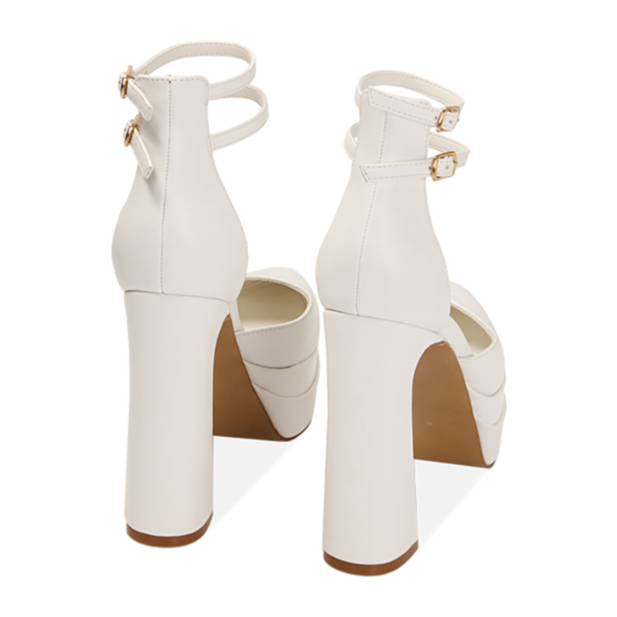 Zapato de Salon con Plataforma Blanco, Tacco 12,5 cm