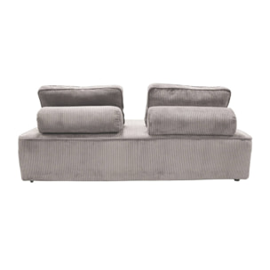 Chauffeuse 2 places pour canapé modulable velours côtelé gris clair