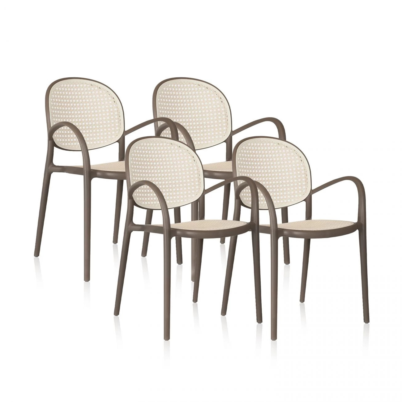 Pack 4 sillas de exterior Klux Arm Taupé - rattan