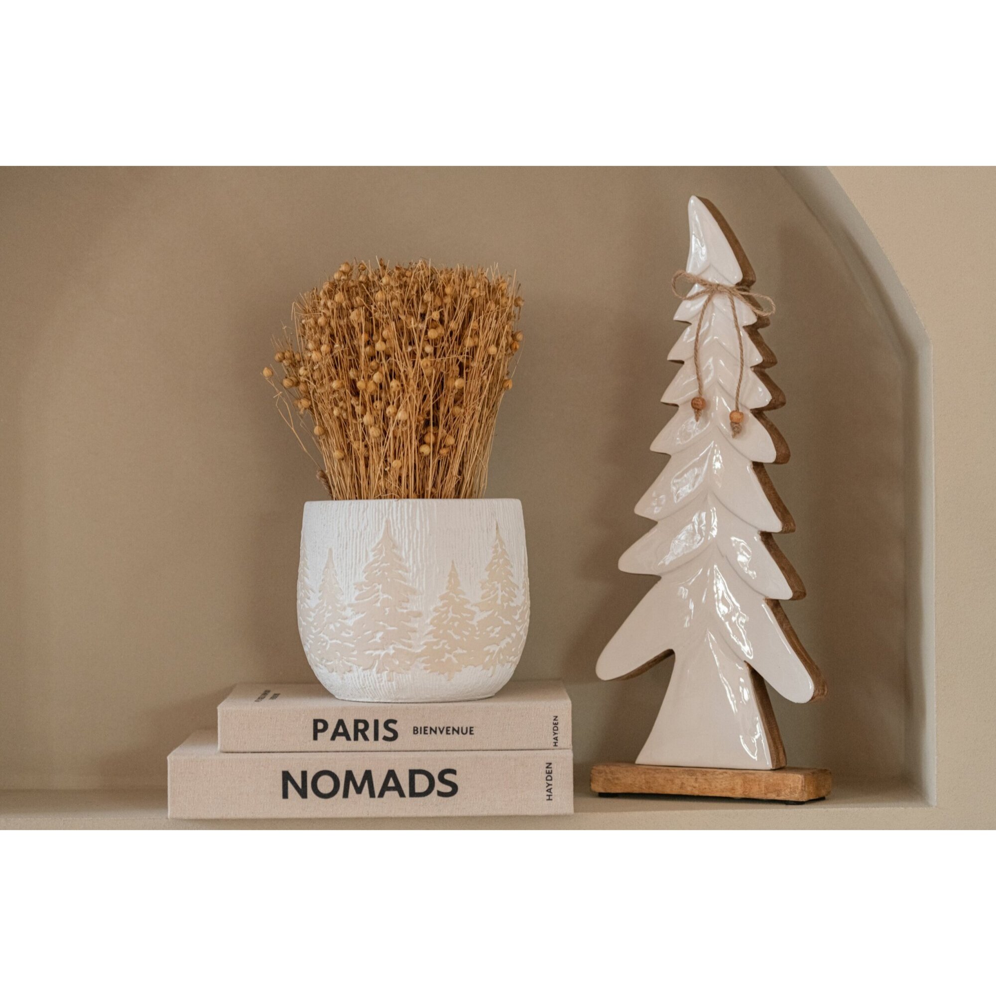 J-Line Pin nœud - bois de manguier - naturel/blanc - medium