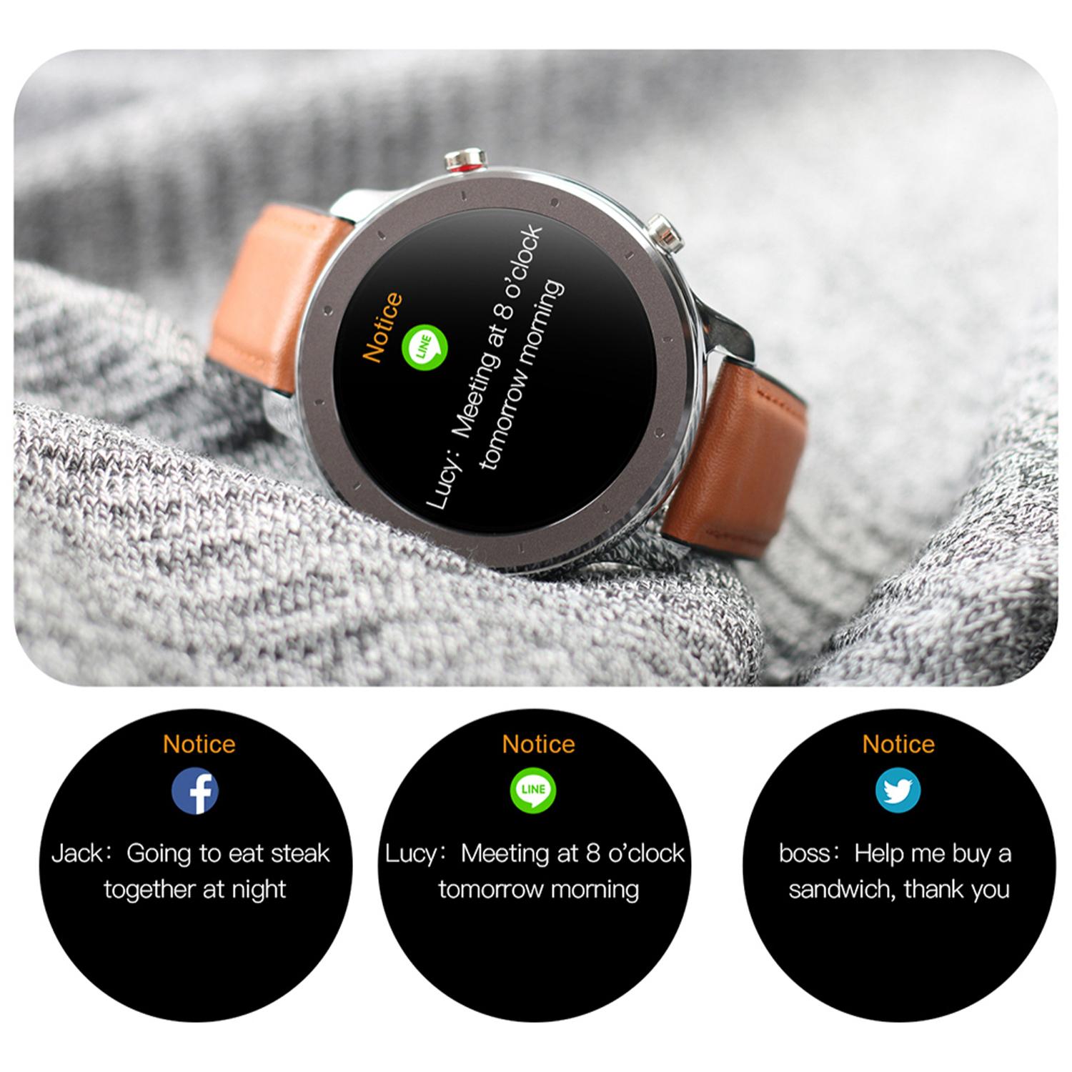 Smartwatch L11 con ECG, sfigmomanometro e O2. modalità sportive. Notifiche dell'app. Cinturino in pelle