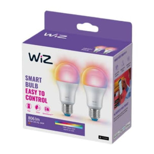 Ampoule LED connectée WIZ E27 Couleur 60W pack de 2