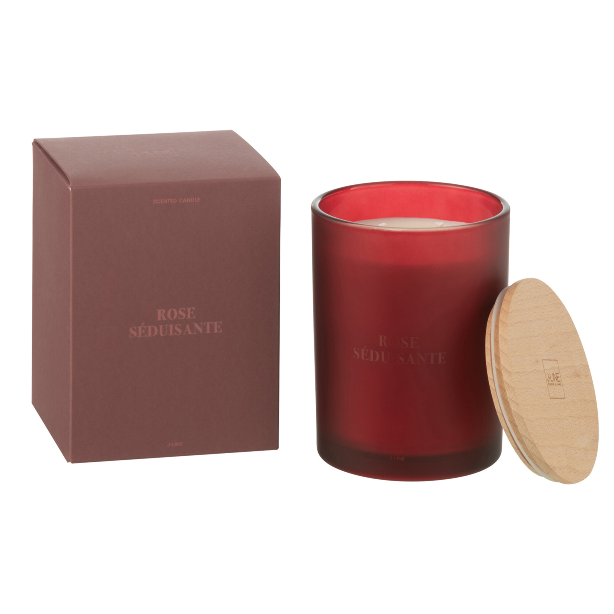 J-Line bougie parfumée Accords Essentiels - Rose Séduisante - verre - rouge - 52H