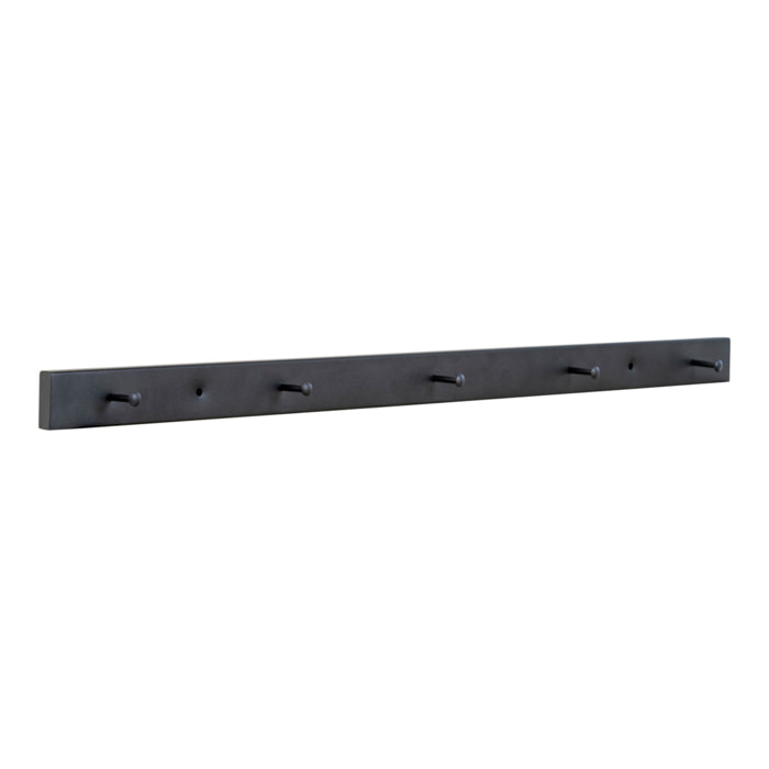 Appendiabiti da parete Vita in acciaio nero 5 ganci 70x4x4 cm