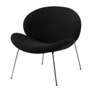 Set di 2 Poltrone Lounge Jaden in Bouclé Nero e Argento