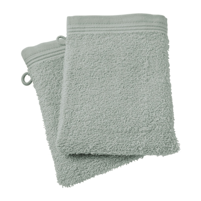 Lot de 2 gants de toilette "Spa" 15 x 21 cm / 400 gr/m² - Couleur: "Spa" Céladon