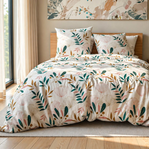 Parure housse de couette 100% microfibre motif floral - celia