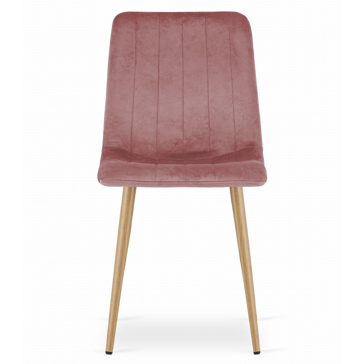 Sedia LAVA in velluto rosa con gambe effetto legno