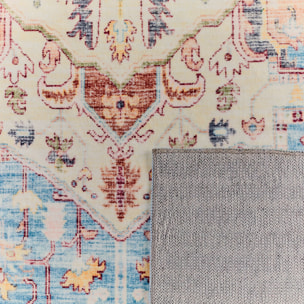 OTTOMAN - Tapis à poils courts doux à motif vintage multicolore