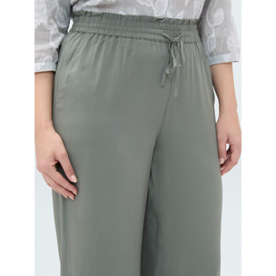 Fiorella Rubino - Pantalones Wide Leg con detalle ajour - Verde militare