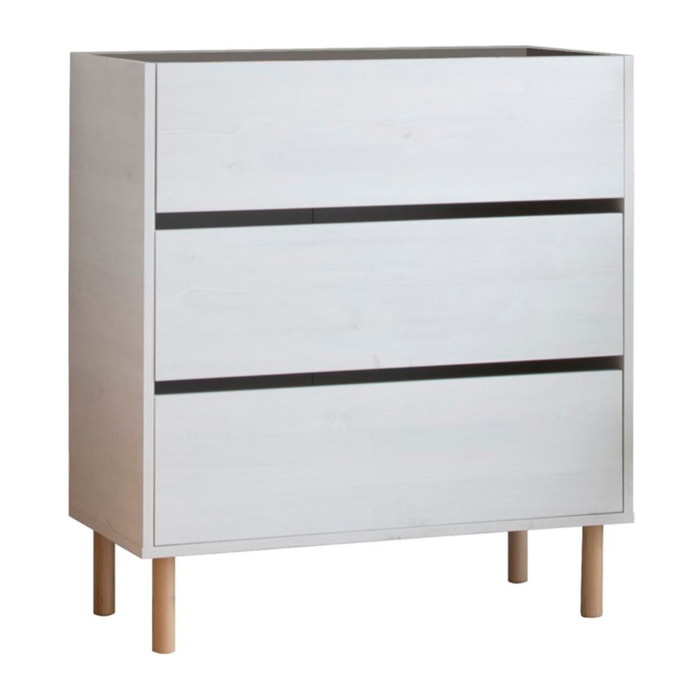 Commode Canes -tableau technique stratifié-couleur blanc mat/naturel 82 x 85 x 40 cm