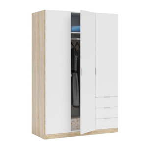 Armario Low Cost 3 puertas 3 cajones Blanco Artik (Blanco Mate) - Roble Canadian