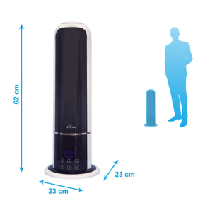 Humidificateur en tour à ultrasons vapeur chaude ou tiède pour 35 m²