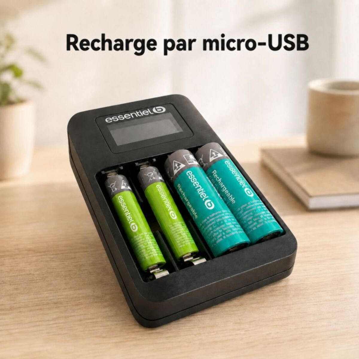 Chargeur de piles ESSENTIELB +LR06 AA x2 2100NimH+LR03 AAA x2 700NimH