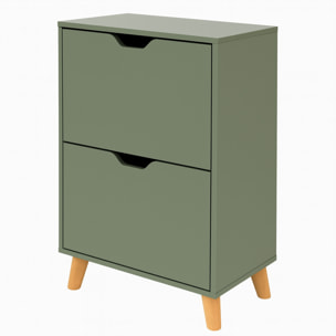 Emma - Scarpiera Salvaspazio 2 Ante 55x82x25 cm 12 Paia in Legno Salvia