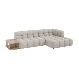 Canapé d'angle droit modulable "Sky" 4 places en velours beige clair