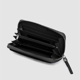Piquadro Portafogli grande, 4 soffietti con zip, porta monete, porta carte di credito, protezione RFID