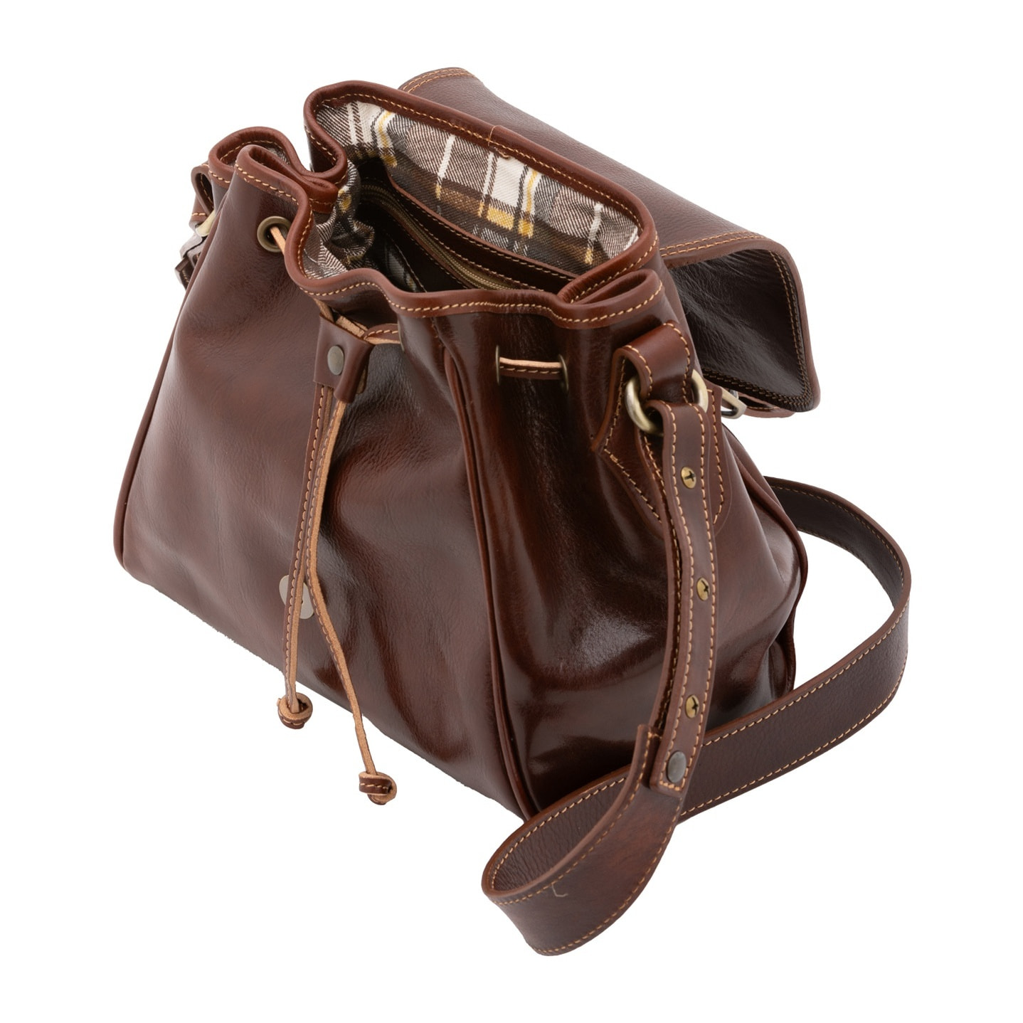 Borsa a secchiello da donna - Modello False - Vera pelle - 24.0 x 24.0 x 14.0 cm