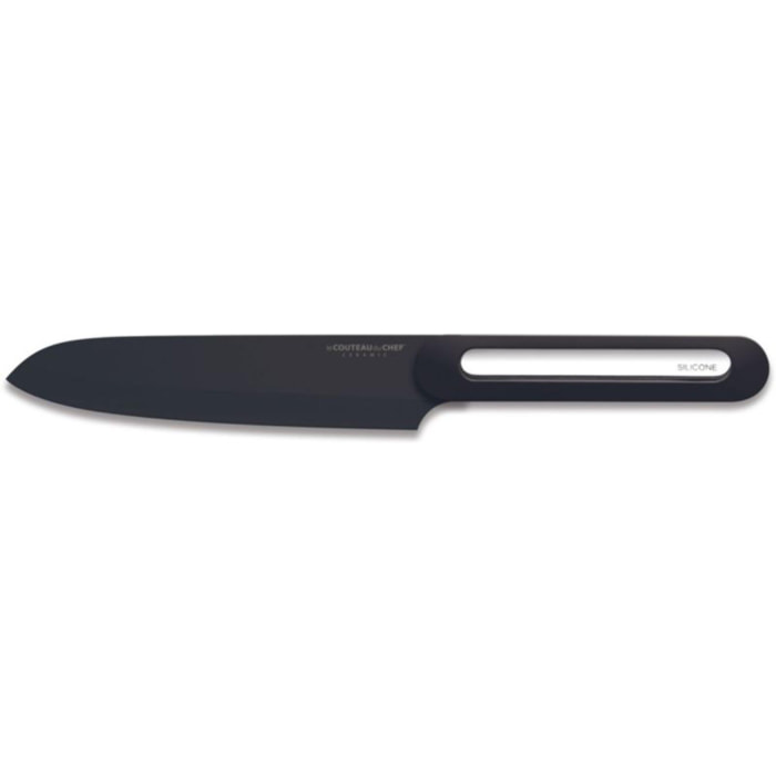 Couteau japonais LE COUTEAU DU CHEF silicone manche - lame noir Blister Pegb