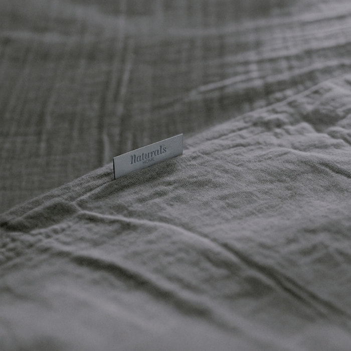 Funda de Almohada - 100% Algodón de Muselina - Gris