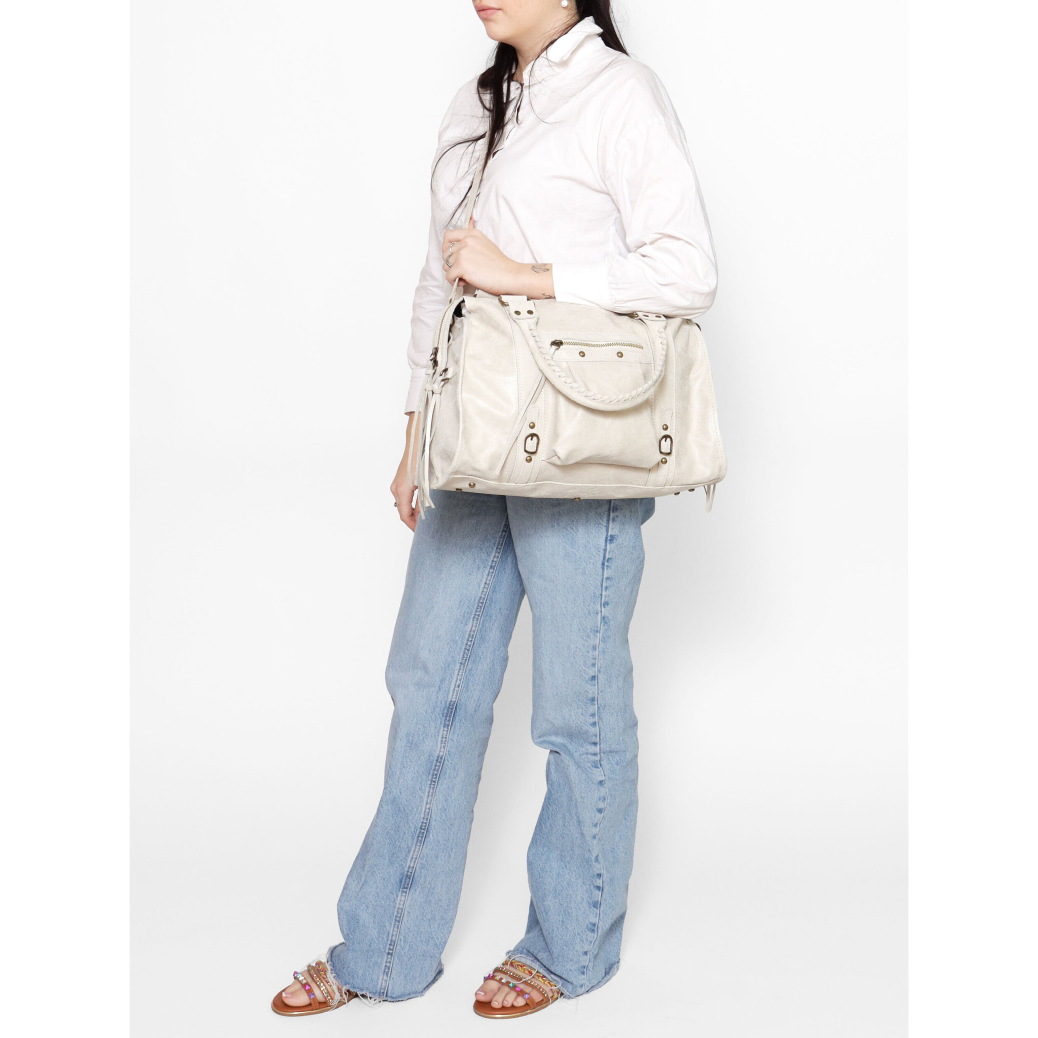 Borsa a spalla da donna - Modello Elara - Vera pelle - 41.0 x 28.0 x 13.0 cm