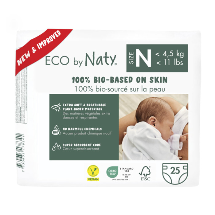Pack de 4 - Naty - 25 Couches écologiques - T0, 4-5kg