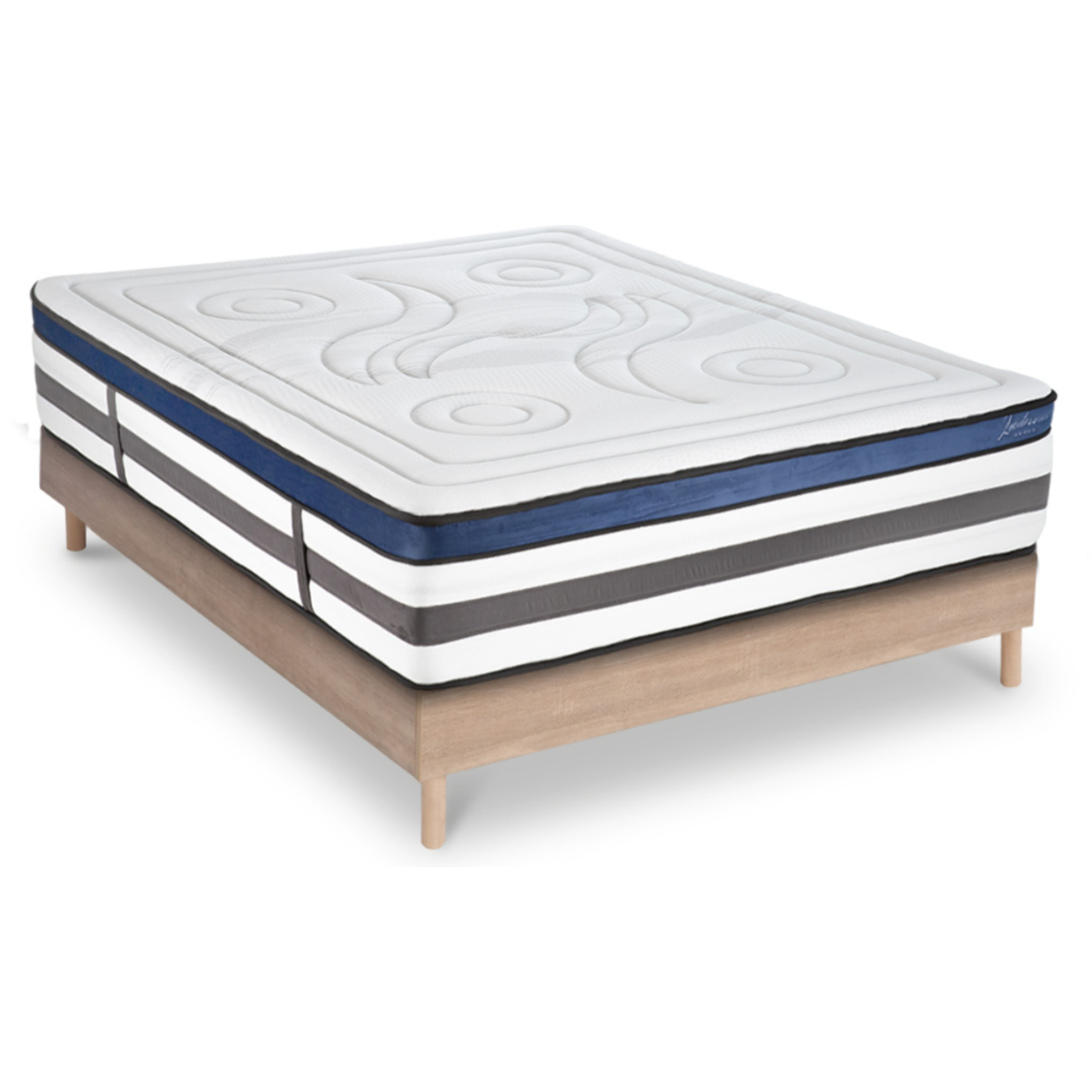 Ensemble Matelas Quintessence mémoire de forme - 30cm + sommier kit bois - 2 Places