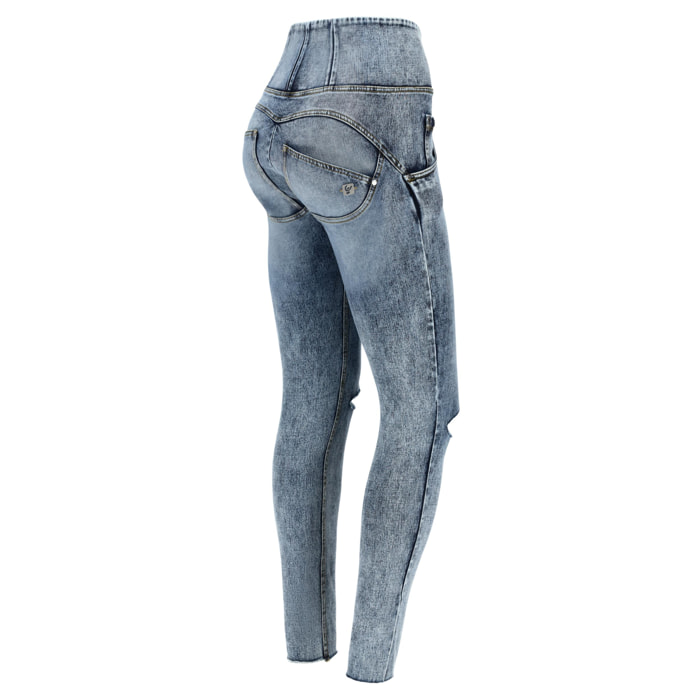 Jeans push up WR.UP® vita alta superskinny denim navetta marble e strappi