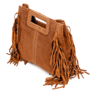 Barbata bolso bandolera mujer. Piel auténtica Gamuza con tachuelas decorativas.