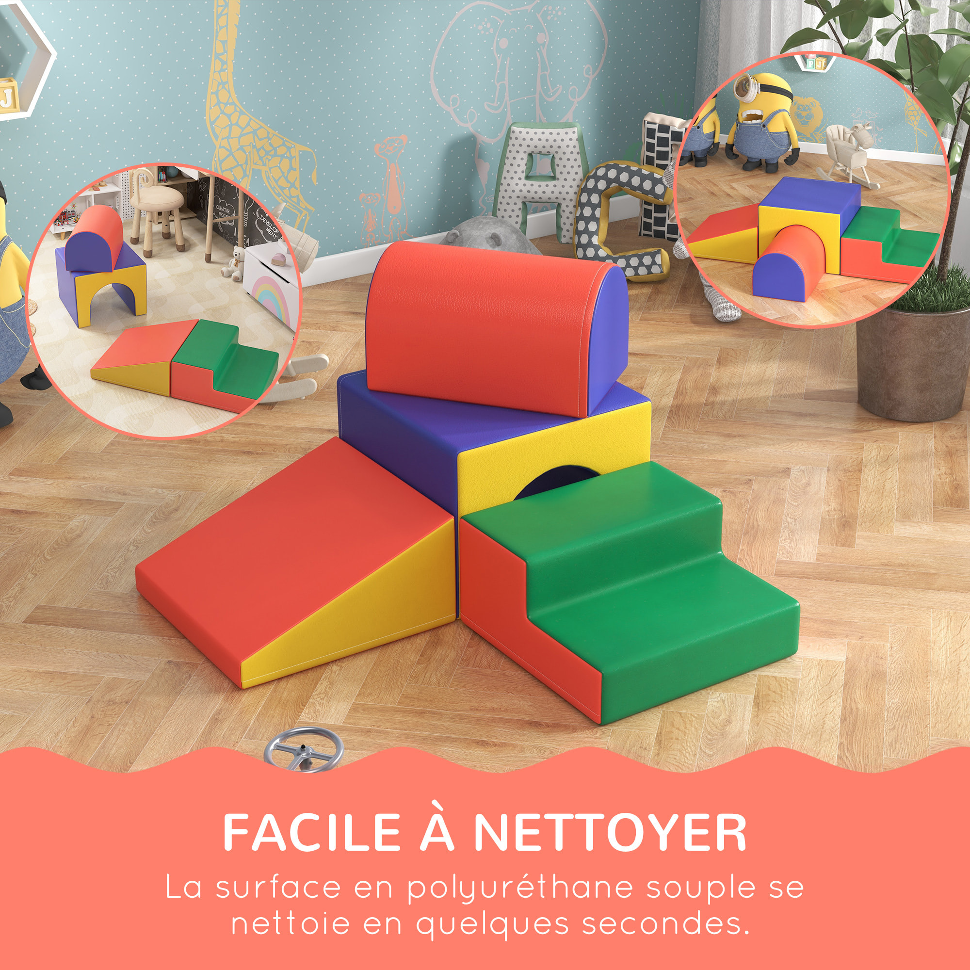 4 blocs de construction en mousse XL - modules de motricité - multicolore