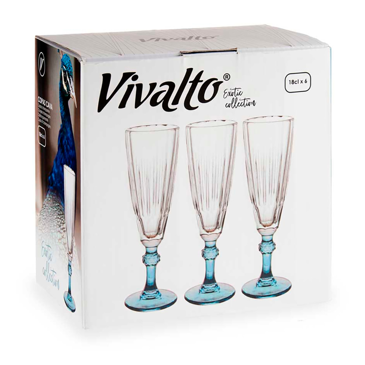 PACK 6 COPAS CAVA COLOR AZUL 170ML