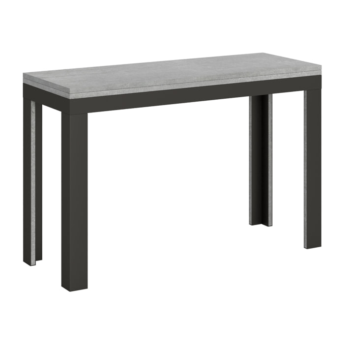 Table Linea Double Ciment 120x45 ouverte/Allongée 120x90/200x90 pieds/cadre Anthracite