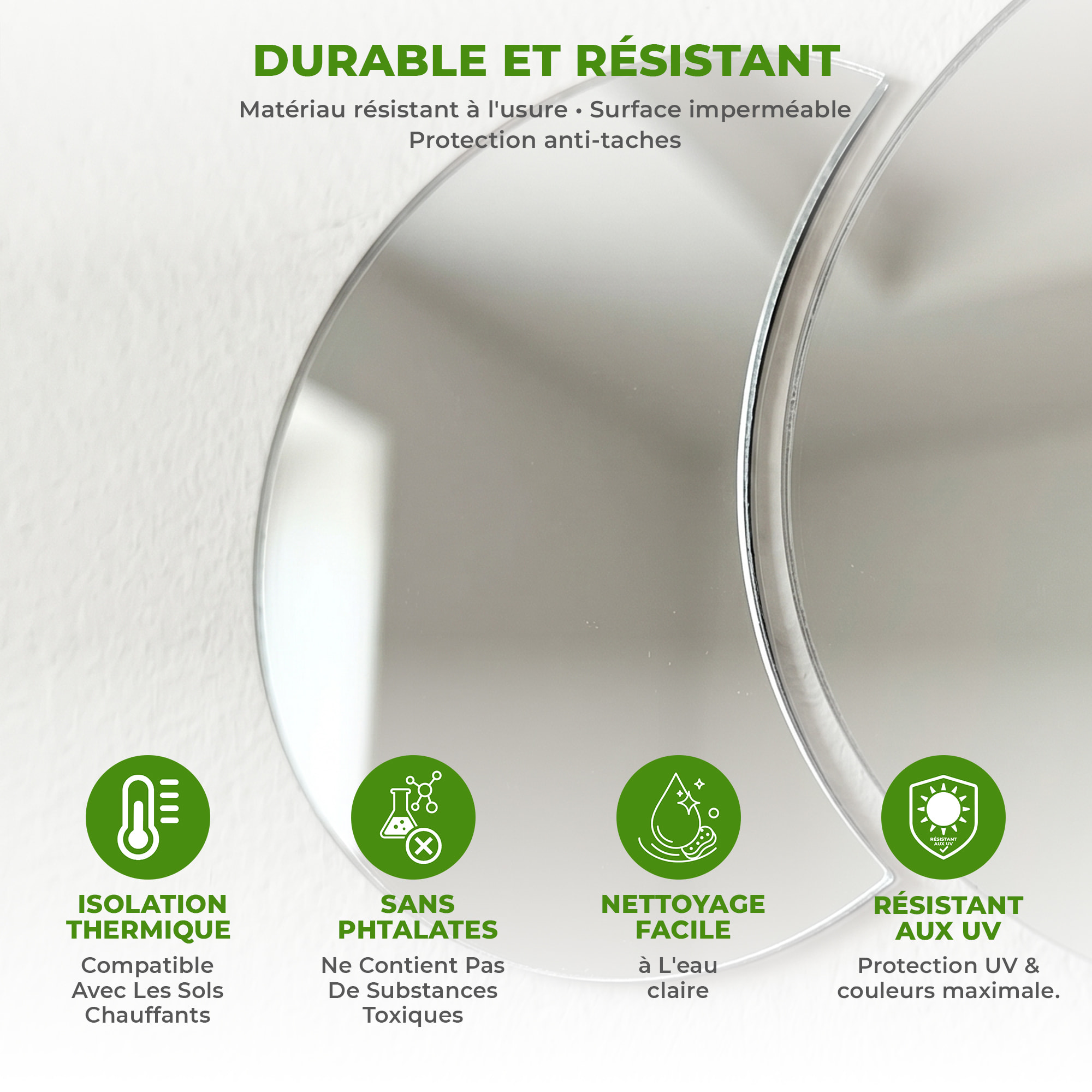 3 stickers miroirs rond et demi-lune