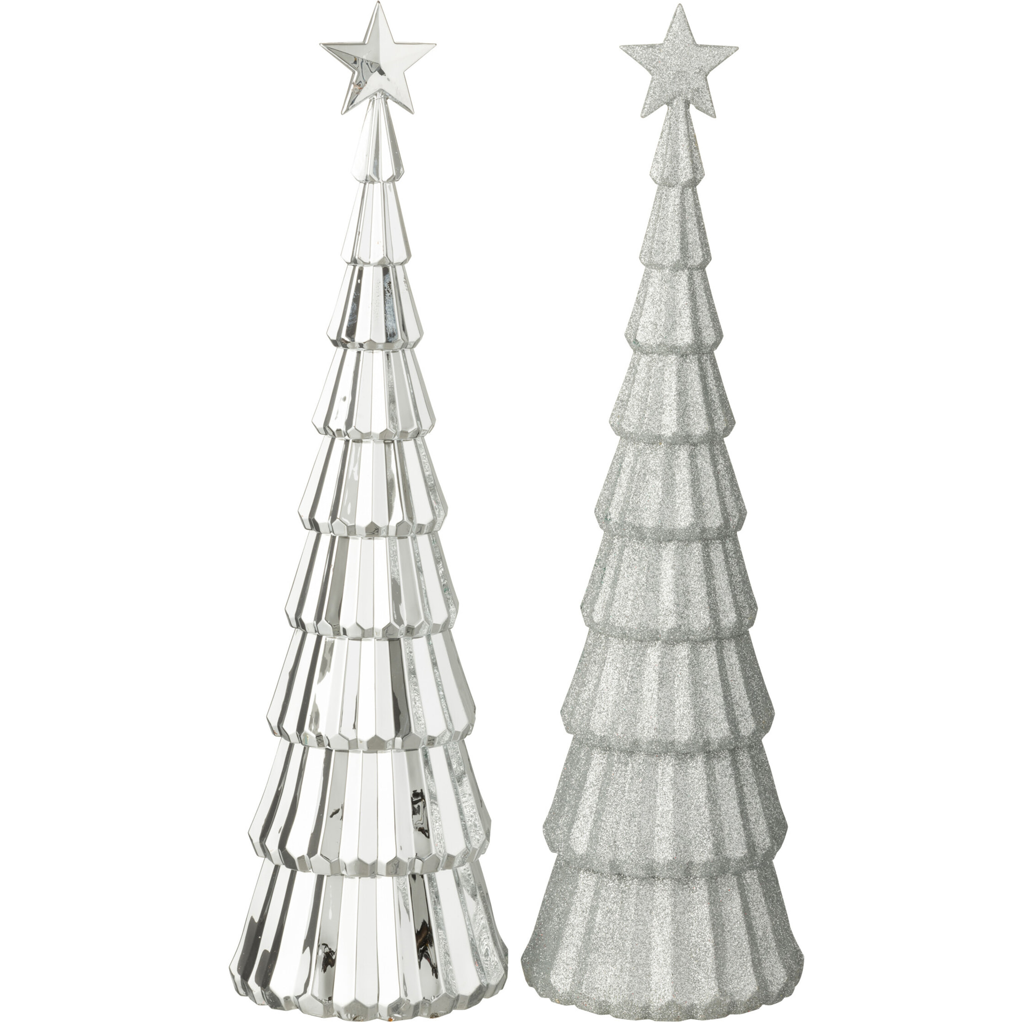J-Line décoration Sapin de Noël - plastique - argent - 2 pcs