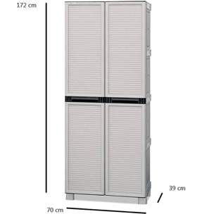 Armadio da esterno Allain, Mobile multiuso, Armadio per lavanderia, Armadietto outdoor, 100% Made in Italy, Grigio chiaro, 70x39h172 cm