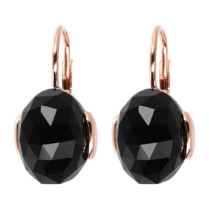 Orecchini Pendenti con Pietra Naturale Ovale Calcedonio Rosa