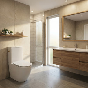 PixL WC à poser sans bride + abattant SoftClose + réservoir de chasse, alimentation latérale, blanc brillant (CEPX030RREXVP)