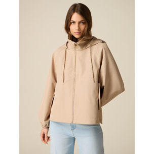 Oltre - Chaqueta parka de mezcla de algodón con capucha - Beige